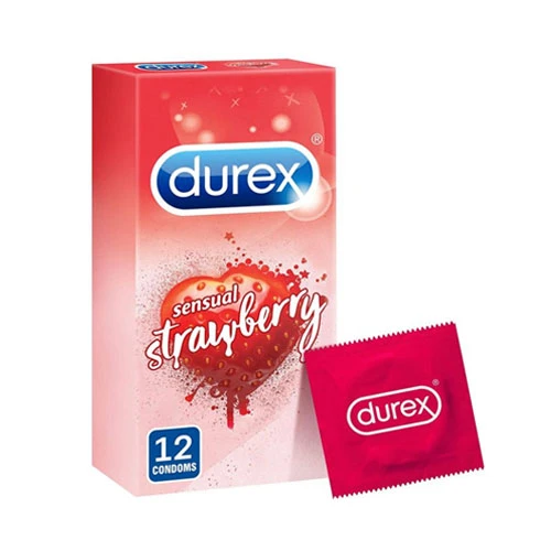 Durex Sensual Strawberry Condoms - Pack of 12 2