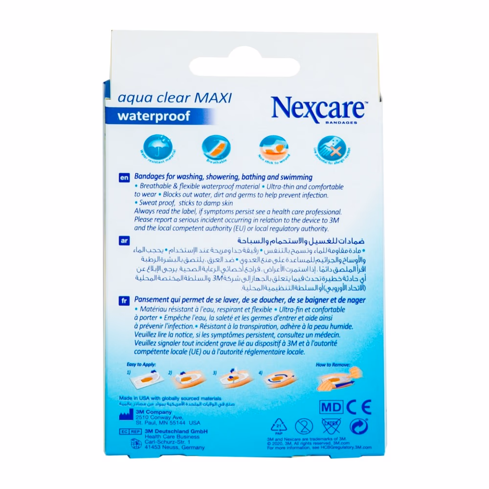 3M Nexcare Aqua Clear Maxi Waterproof Bandages - One Size - 10 Bandages 2