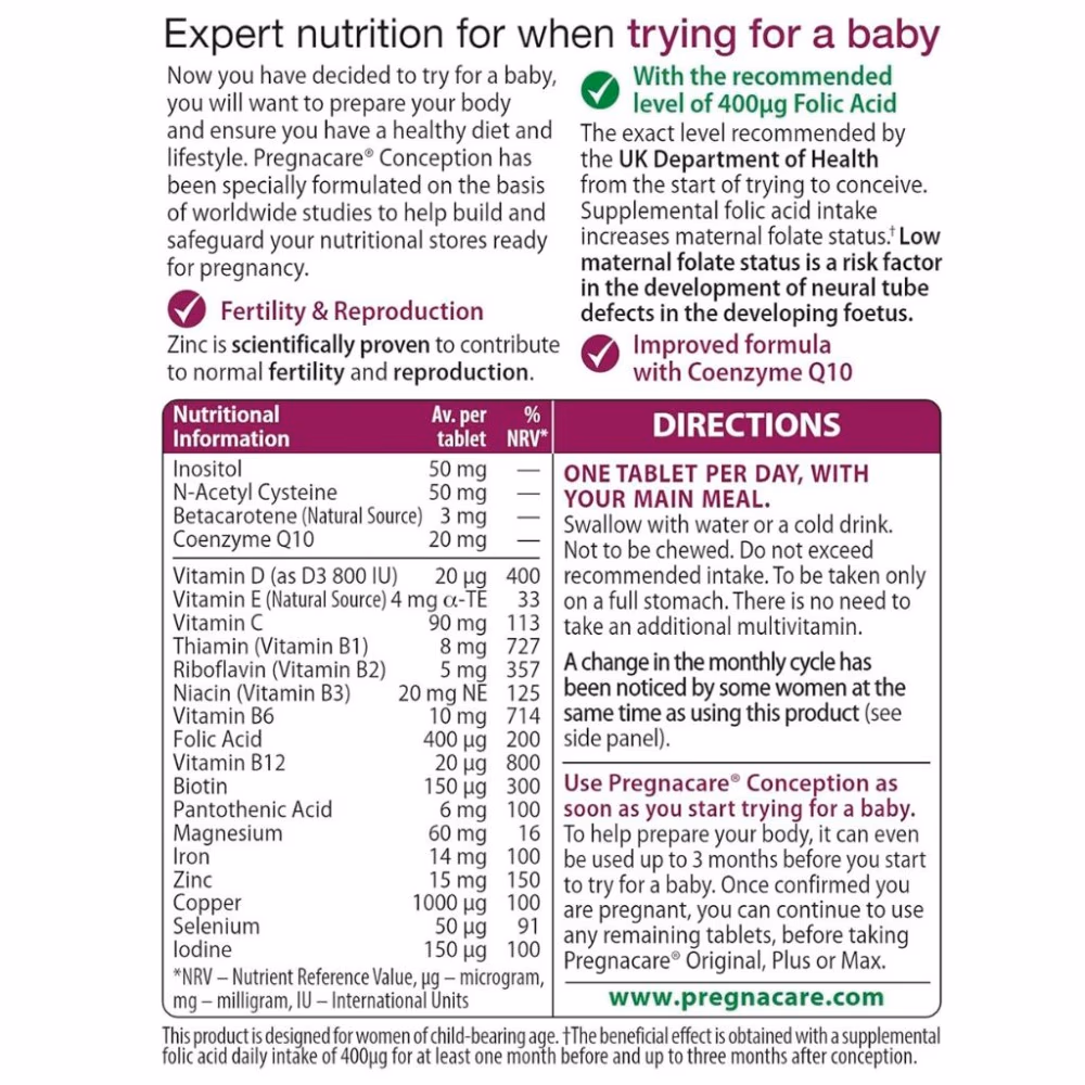 Vitabiotics Pregnacare before Conception - 30 Tablets 3