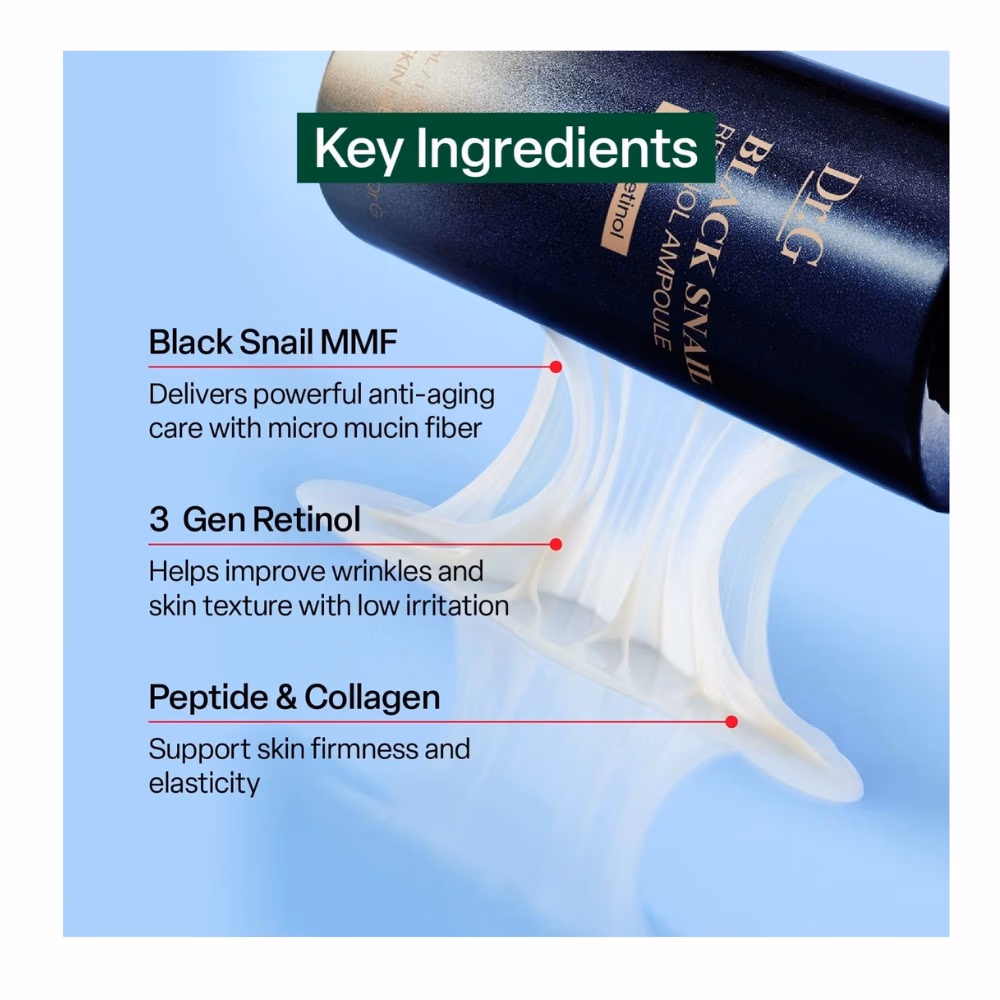Dr.G Black Snail Retinol Ampoule 50ml – 34% Black Snail & Low-Irritation Retinol | Anti-Aging Firming Ampoule for Sensitive Skin 5
