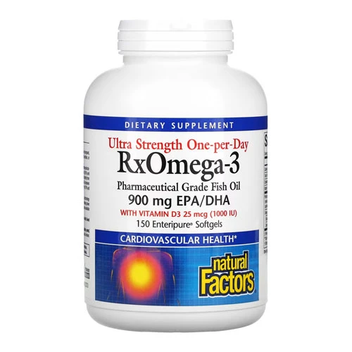 Natural Factors, Ultra Strength RX Omega-3 with Vitamin D3, 900 mg 150 Softgels 1
