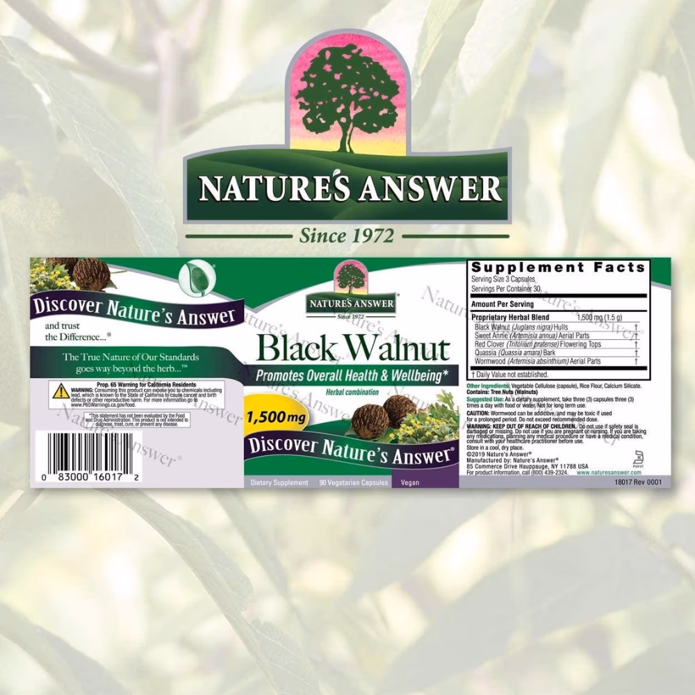 Natures Answer Black Walnut 1500mg-90 Capsules 2