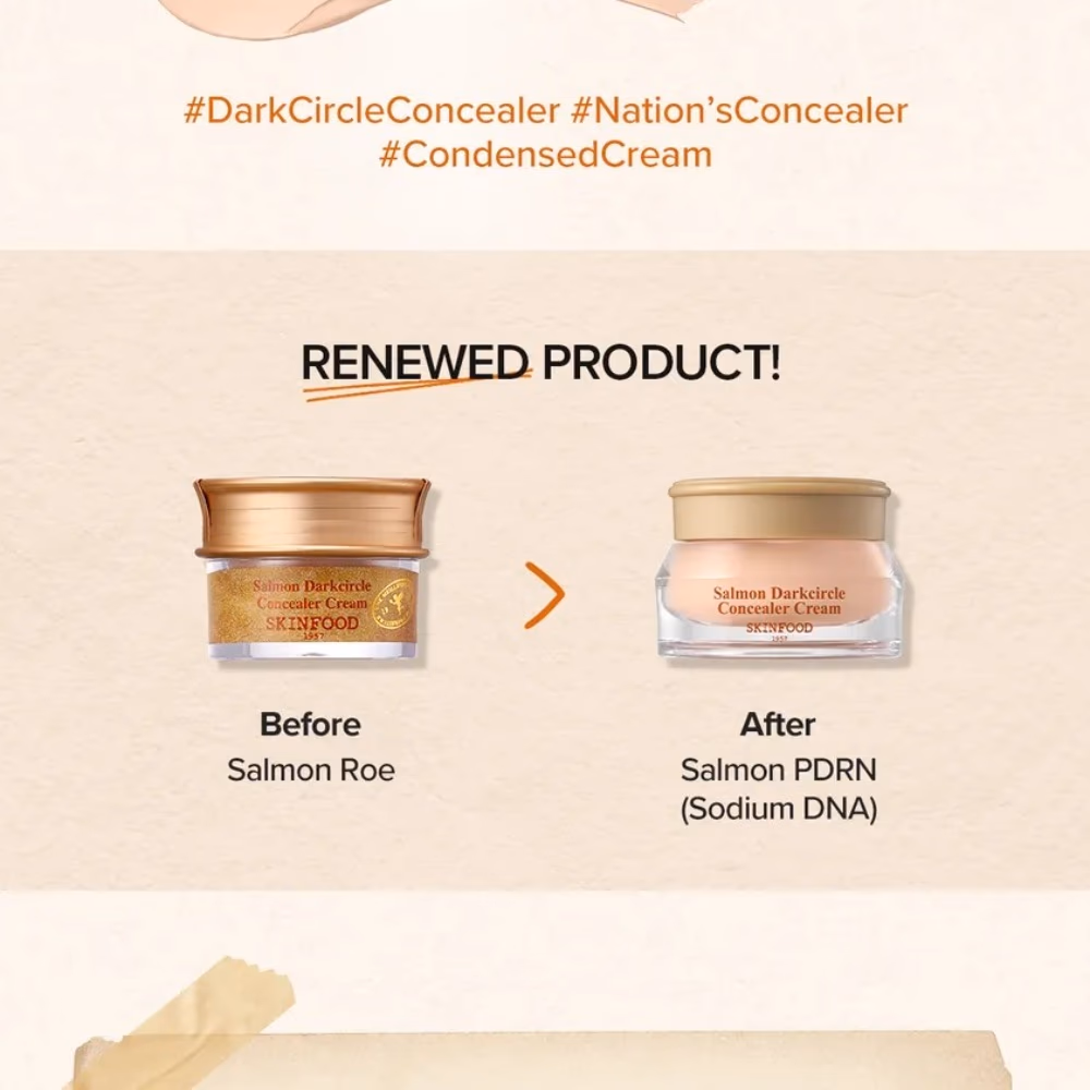 Skinfood Salmon Dark Circle Concealer Cream 10gm – No.02 Natural Beige | Salmon Extract & Omega-Rich Coverage for Under Eyes 5