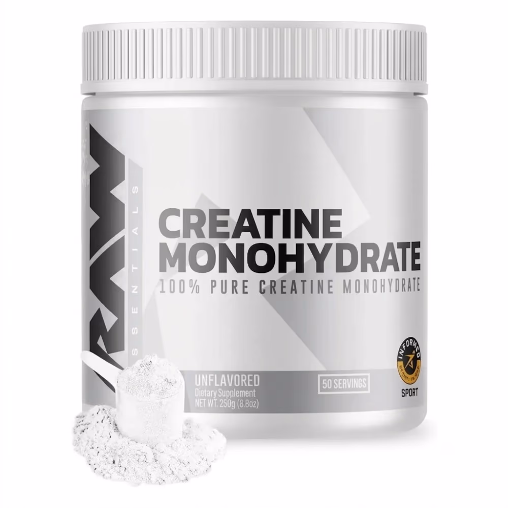 Raw Nutrition Creatine Monohydrate 250gm – Unflavored | 100% Pure Creatine Monohydrate | Informed Sport Certified | 50 Servings 1