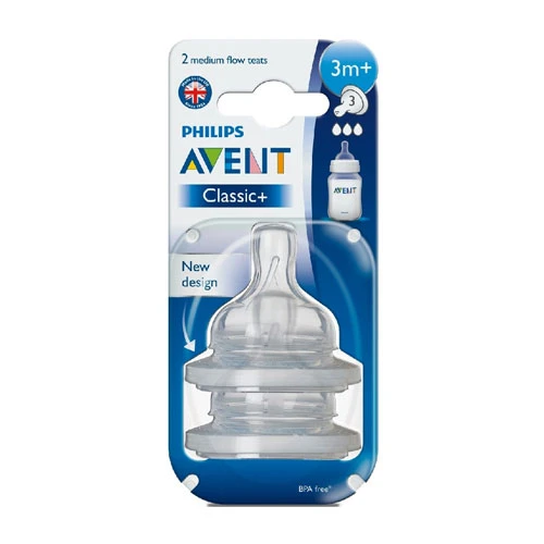 Philips Avent Classic+ Anti-Colic Medium Flow Teats 3m+ SCF 633,27 - Pack of 2