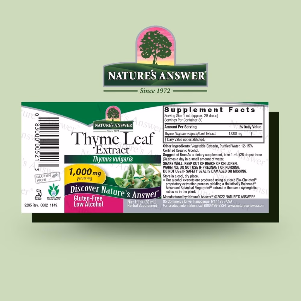 Natures Answer Thyme leaf Extract 1000mg Drops 30ml 4