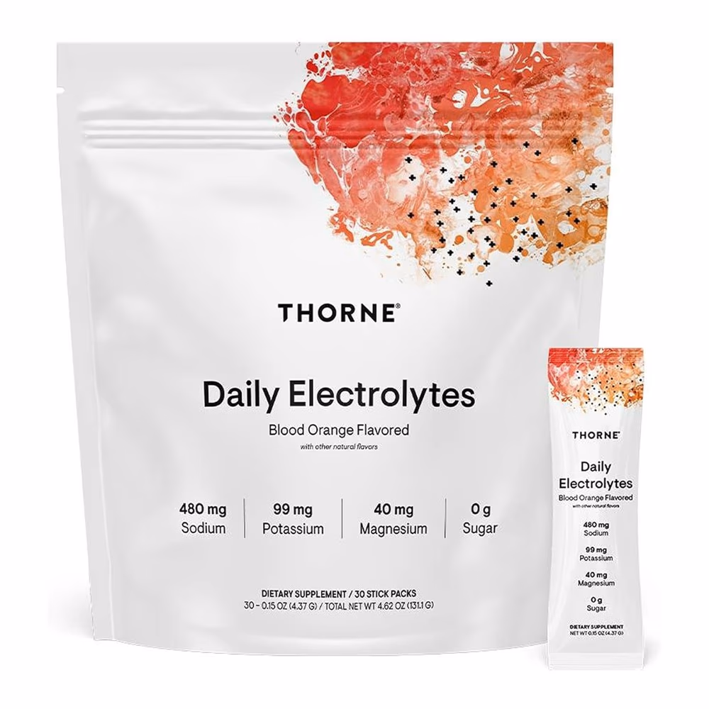 Thorne Daily Electrolytes 30 Stick Packs – Blood Orange | NSF Certified for Sport Hydration Mix