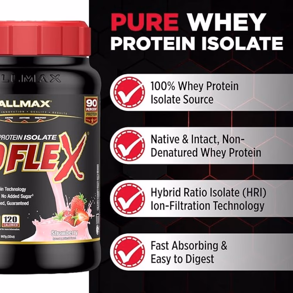 Allmax Isoflex Isolate Whey Protein Strawberry 2Lb 3