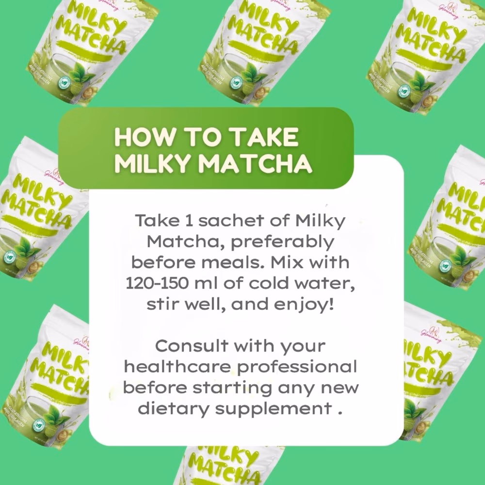 Glowming Milky Matcha Glutathione & Collagen Matcha Latte Drink Mix 10 Sachets x 20g 3