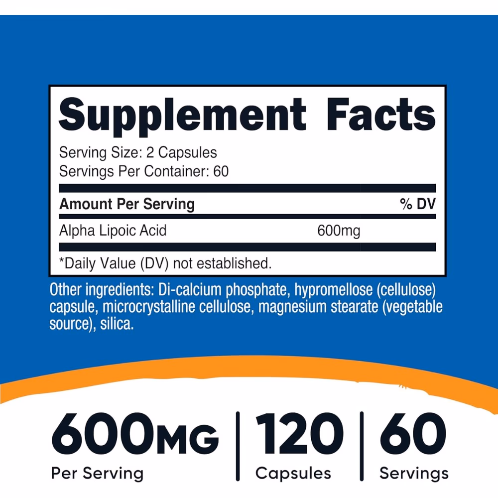Nutricost Alpha Lipoic Acid 600mg -120 Capsules  2