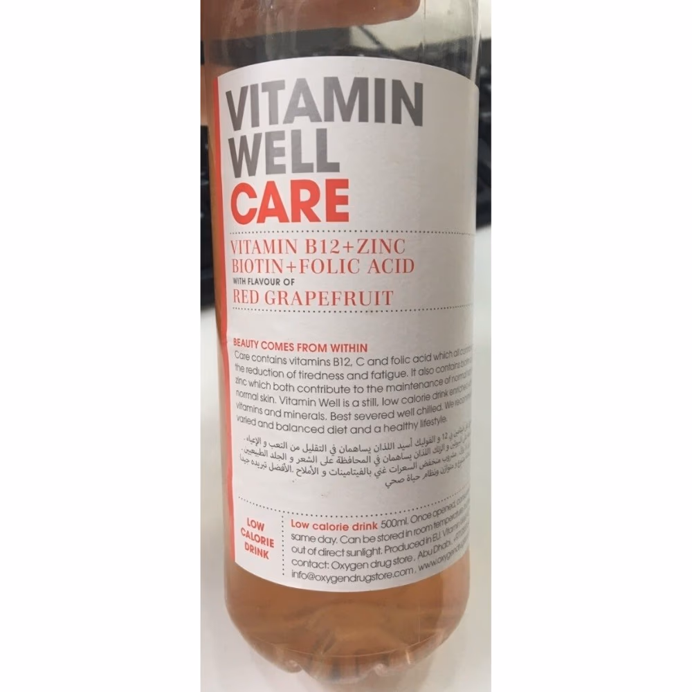 Vitamin Well Water Care Drink 500ml - Red Grapefruit Flavor 4