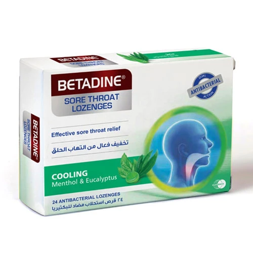 BETADINE Sore Throat Lozenges - Cooling Relief with Menthol & Eucalyptus -