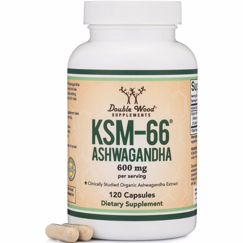 Double Wood KSM-66 Ashwagandha 600 mg -120 Capsules