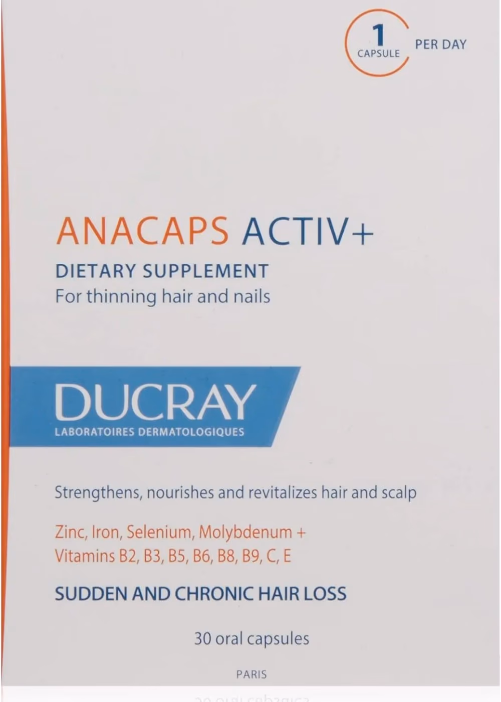 Ducray Anacaps Active+ 30 Capsules 1