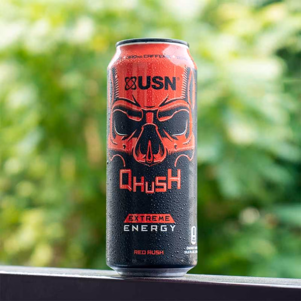 USN QHush Extreme Energy 473ml – Red Rush | 300mg Caffeine, Taurine, L-Carnitine & Ginseng | Zero Sugar, Zero Calories 2