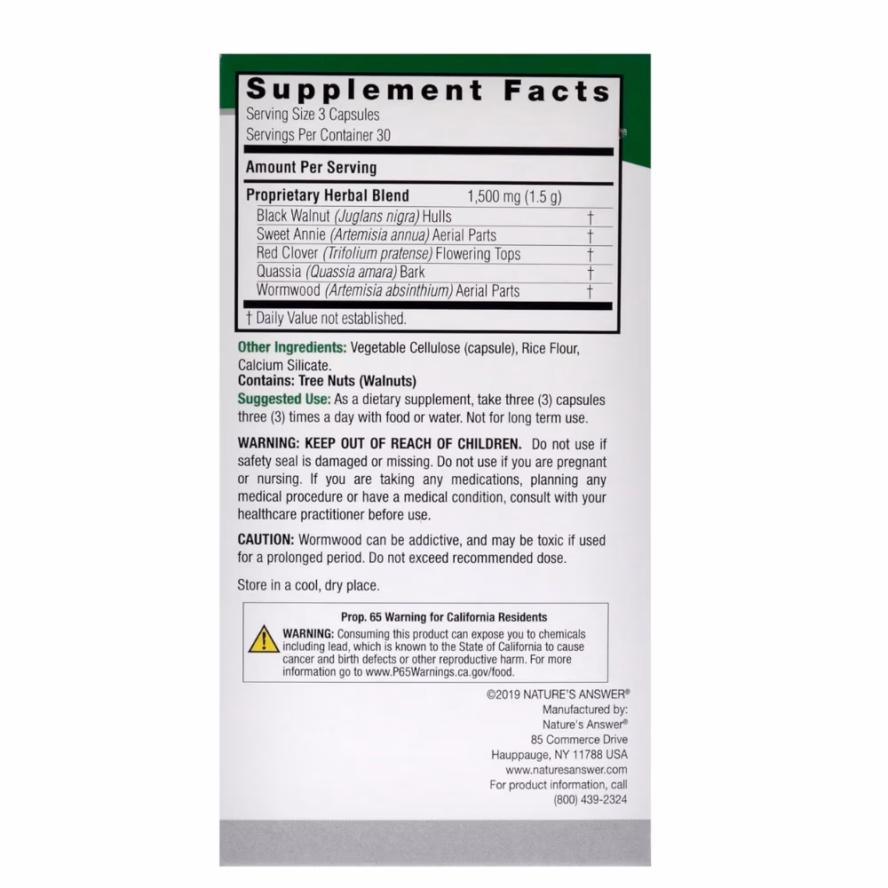 Natures Answer Black Walnut Complex 1500mg-90 Capsules 4