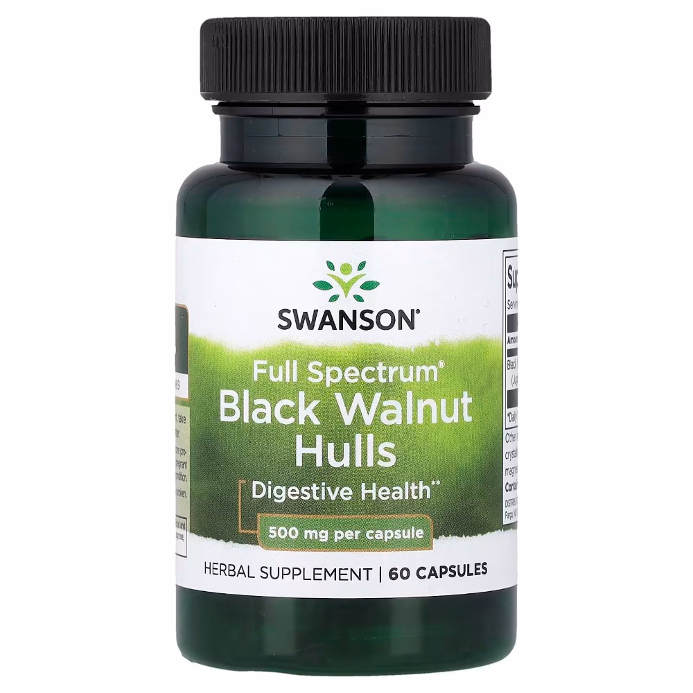 Swanson Full Spectrum Black Walnut Hulls 500mg Digestive Health Supplement, 60 Capsules 1