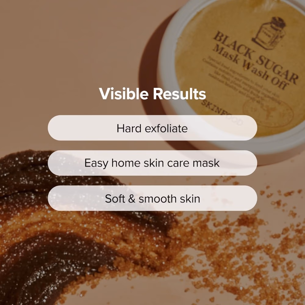 Skinfood Black Sugar Mask Wash Off 120gm – Exfoliating Scrub Mask with Black Sugar & Natural Oils | For Dull, Rough & Uneven Skin 4