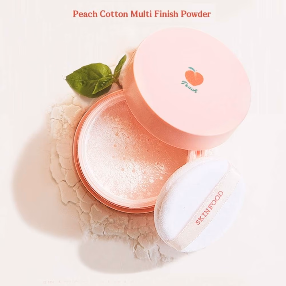 Skinfood Peach Cotton Multi Finish Powder 15gm – Micro-Silica & Calamine Sebum Control | Silk Powder Setting Loose Powder 5