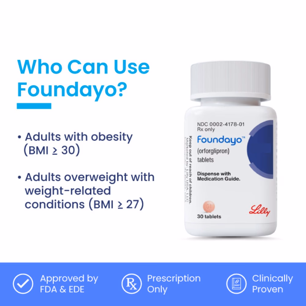 Foundayo 0.8 mg 30 Tablets | GLP-1 Pill for Weight Loss Support 2
