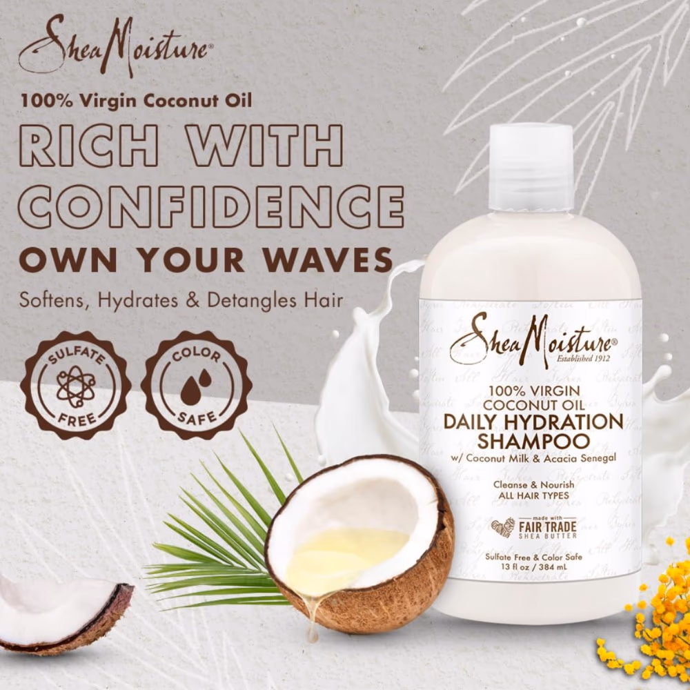 SheaMoisture 100% Virgin Coconut Oil Daily Hydration Shampoo (384ml) 2