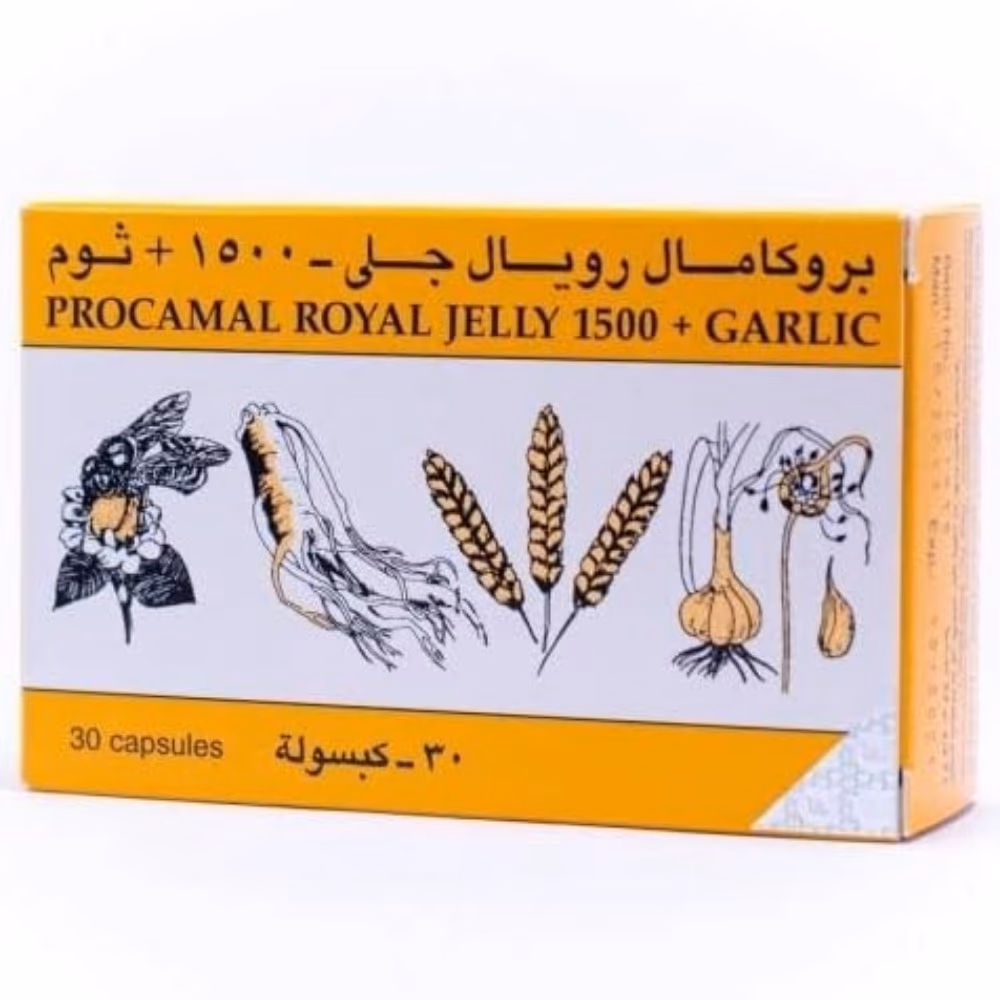 Procamal Royal Jelly 1500mg - High-Strength Natural Royal Jelly Supplement to Support Everyday Energy, Vitality and General Wellbeing, Premium Bee-Derived Nutrition for Adults, Daily Wellness Boost