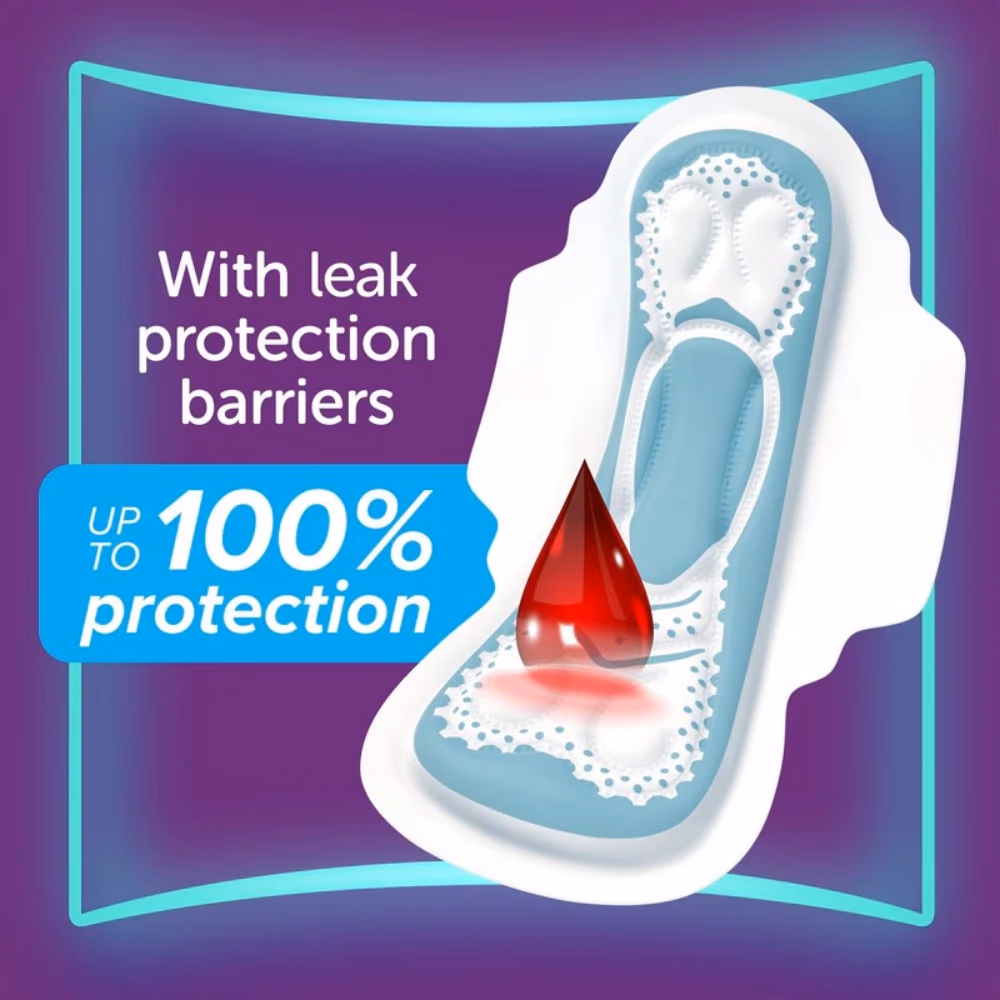 Always Clean & Dry Maxi Thick Night Sanitary Pads with Wings 8s 5