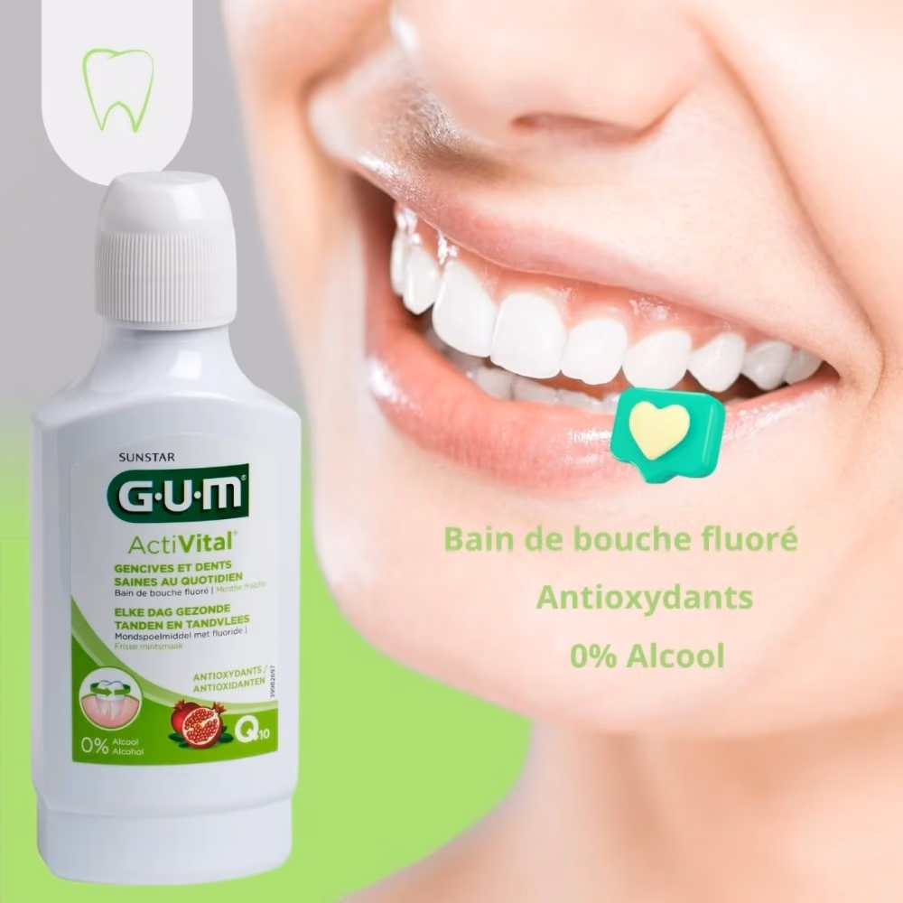 GUM ActiVital Mouthwash 300ml - With Coenzyme Q10 and LAE 3