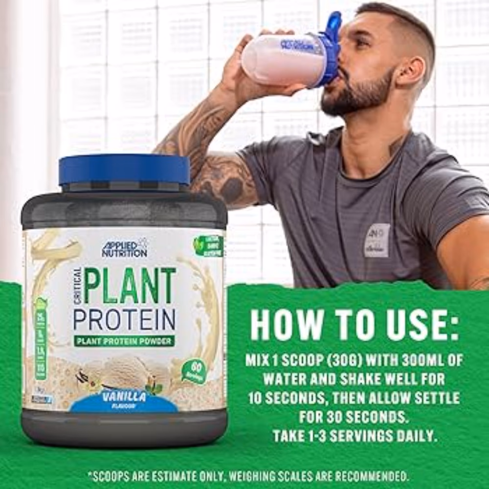 Applied Nutrition Critical Plant Protein – Vegan Friendly Protein Powder – Vanilla – 1.8kg 2