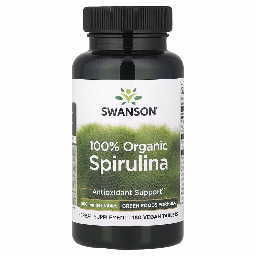 Swanson 100% Organic Spirulina 500mg-180 Tablets  1