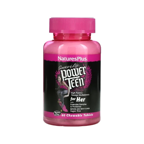 Natures Plus  Power Teen  Multivitamin for Her Chewablesable 60s 1