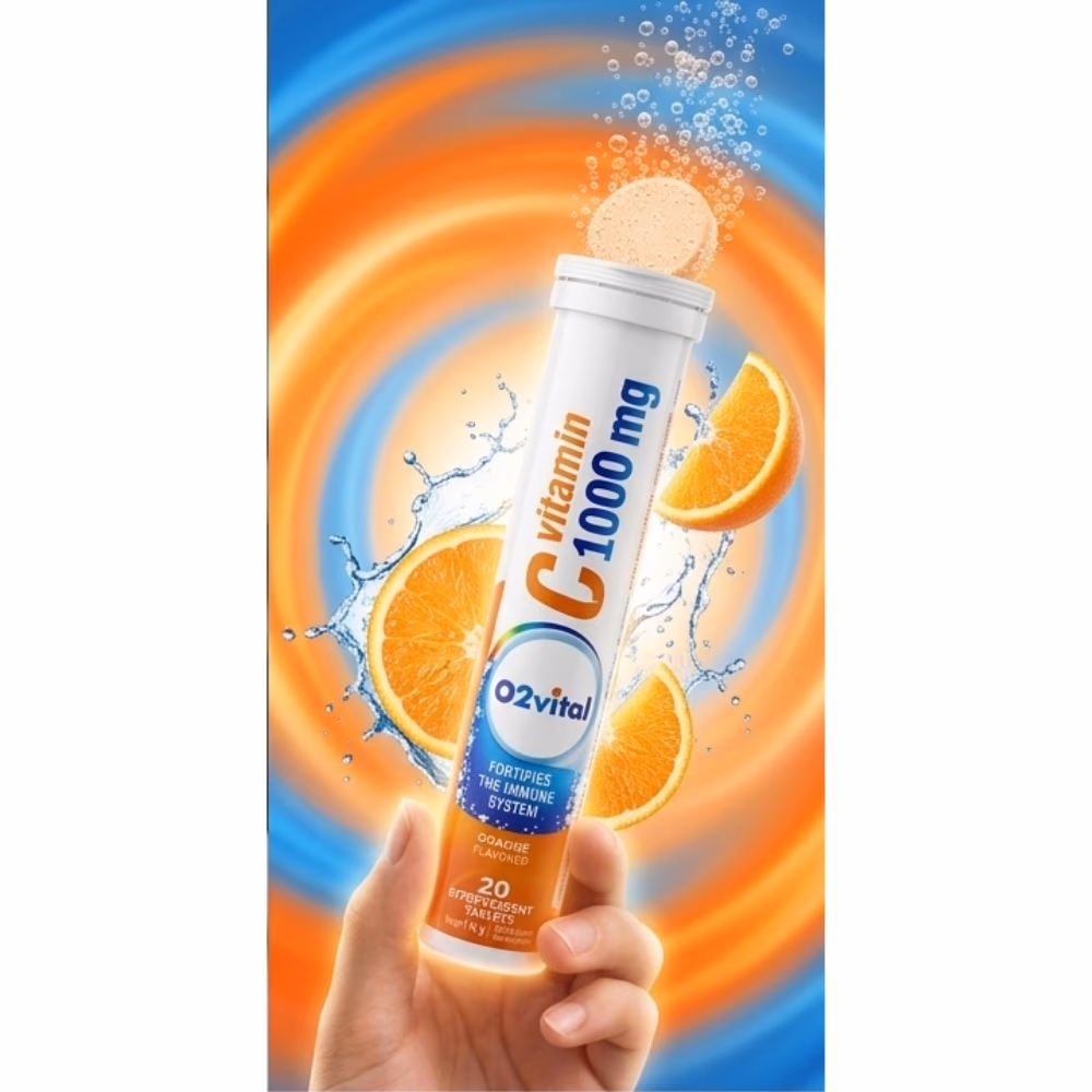 O2Vital Vitamin C 1000mg Orange Effervescent Tablets – 20 Tablets 3