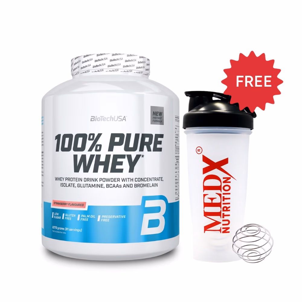 BioTechUSA Pure Whey Strawberry 2270g: High-Quality Whey Protein Blend for Muscle Growth & Recovery 1