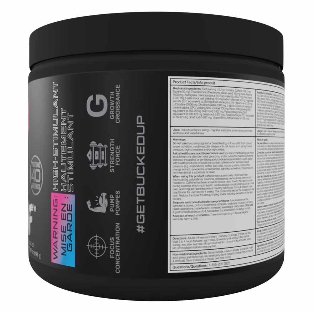 Bucked Up WOKE AF High Stim Pre-Workout – Miami Flavor – 20 Servings 2