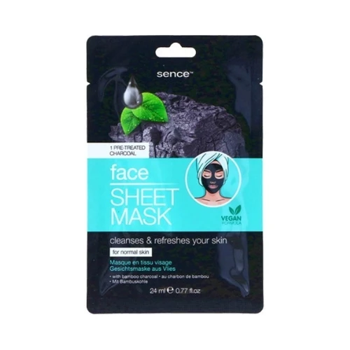 Sence Vegan Bamboo Face Sheet Mask Charcoal 24ml 1