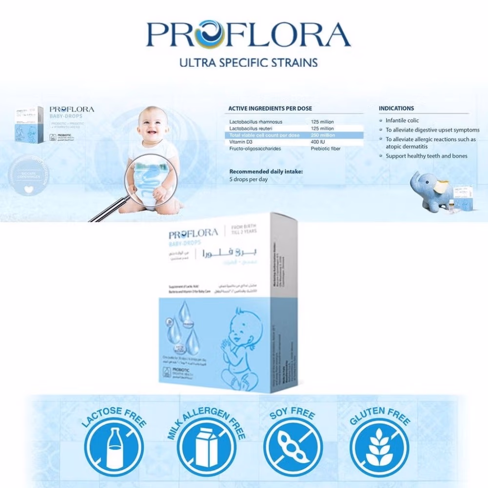 Proflora Baby Drops 7.5ml - Gentle Probiotic Drops with Live Cultures for Infants & Little Ones, Easy-Dose Liquid Formula for Everyday Digestive Wellbeing, Simple Daily Drops for Babies