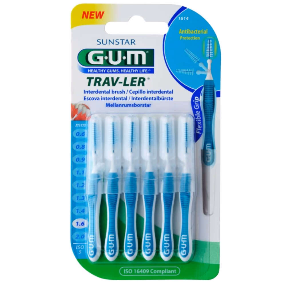 GUM TRAV-LER Interdental Brush (1614) 1.6mm - Pack of 6