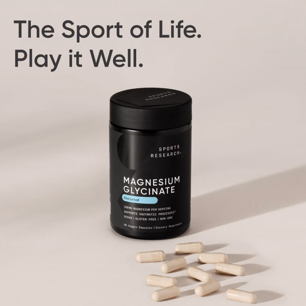 Sports Research Magnesium Glycinate 160mg Chelated Supplement, 90 Veggie Capsules 3