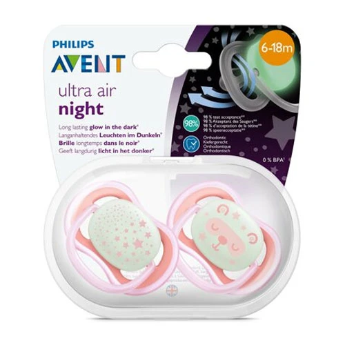 Philips Avent Ultra Air Pacifier 6-18m SCF 376,22 - Pack of 2 - Assorted Color 1