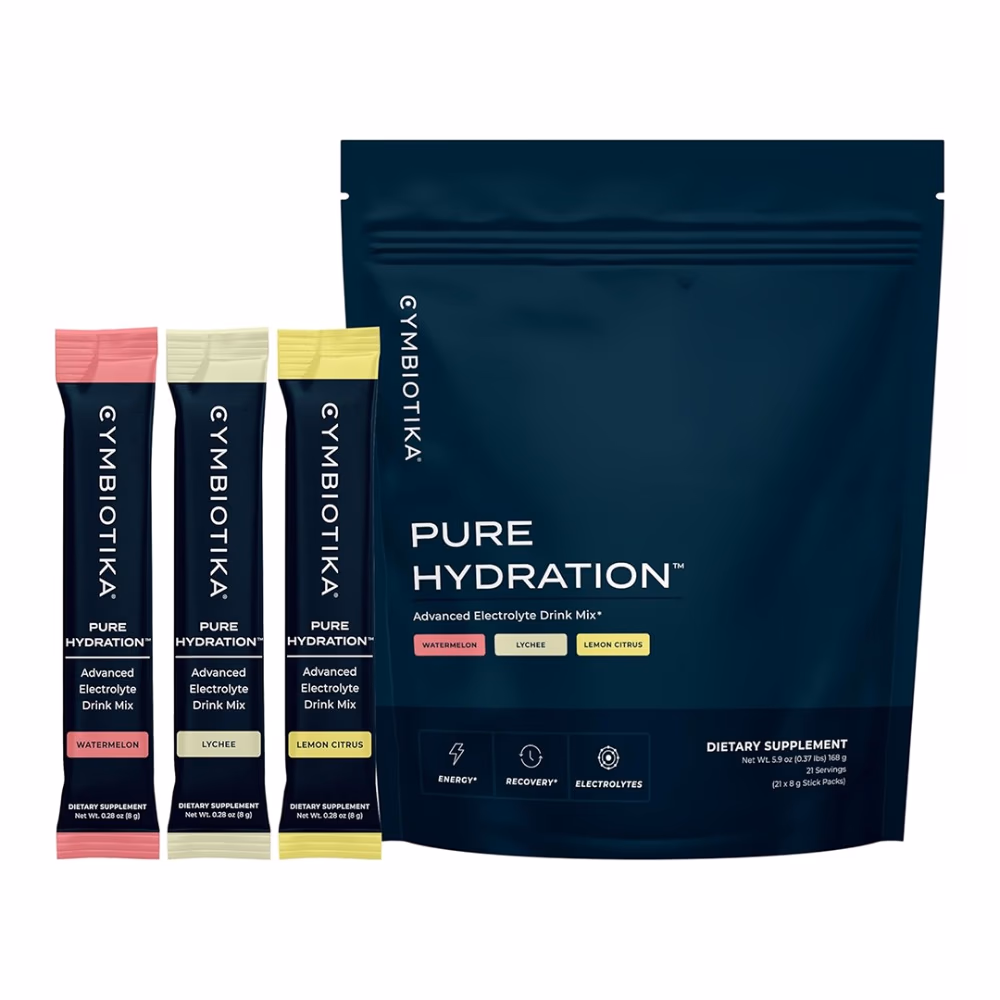 Cymbiotika Pure Hydration – Advanced Electrolyte Drink Mix (Lemon, Lychee & Watermelon) | 21 Stick Packs x 8g 1