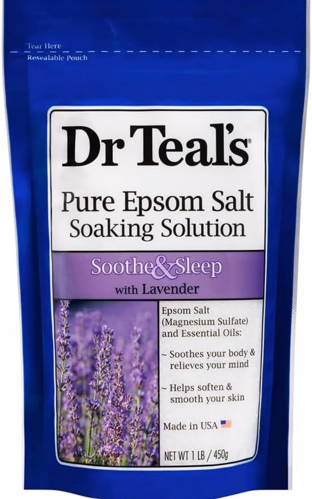Dr Teal’s Epsom Bath Salt Lavender 450G