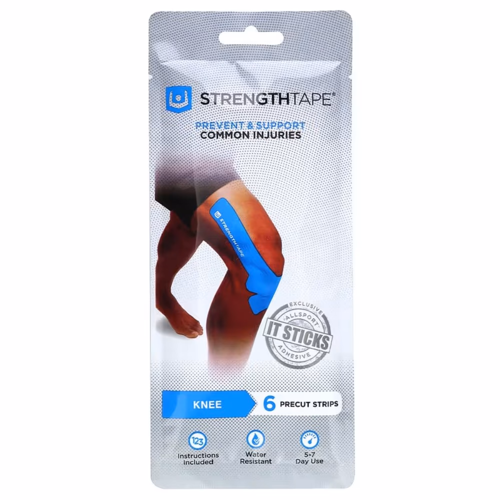 StrengthTape Kinesiology Knee Precut Strips – 6 Pack