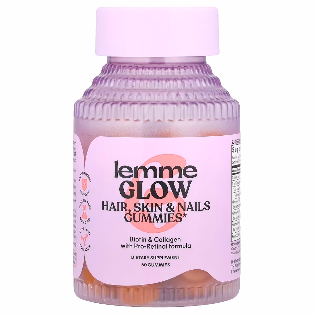 Lemme Glow Hair Skin & Nails Gummies (60 Count) 1