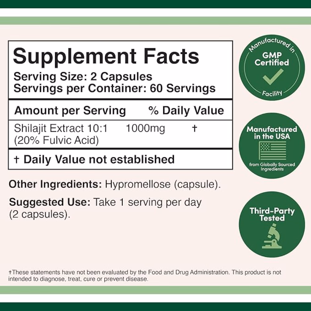 Double Wood Shilajit Fulvic Acid 1000mg Capsules 120s 5