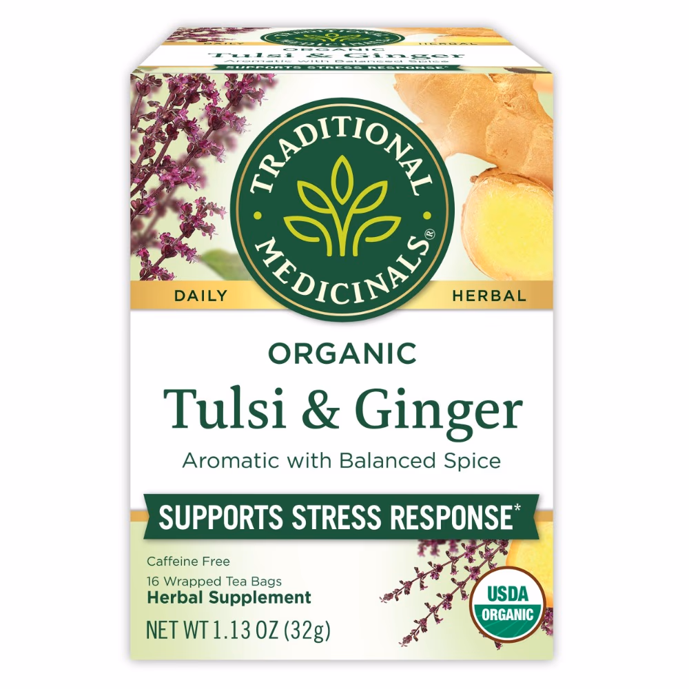 Traditional Organic Tulsi & Ginger Tea Bags 16s