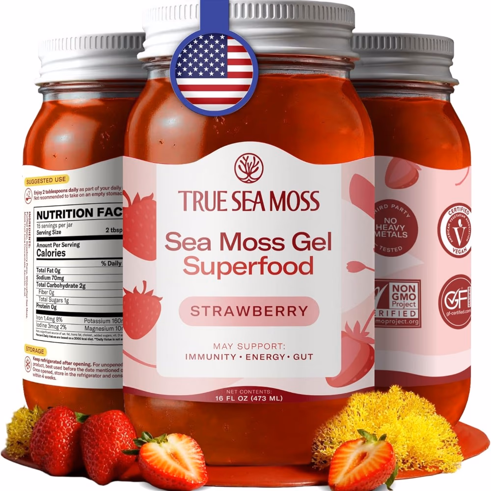 True Sea Moss Gel Superfood Strawberry 473ml – Plant-Based Nutrient Gel