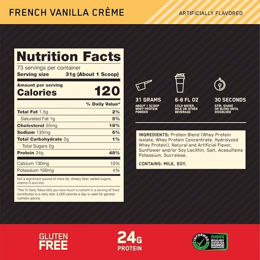 Optimum Nutrition 100% Gold Standard Whey Protein French Vanilla 5LB 3