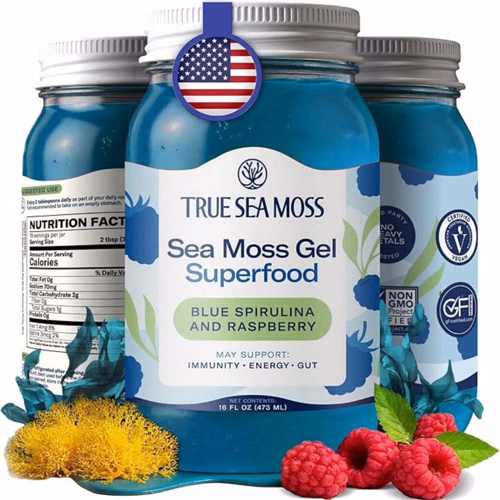 True Sea Moss Gel Superfood Spirulina & Raspberry 473ml – Plant-Based Nutrient Gel