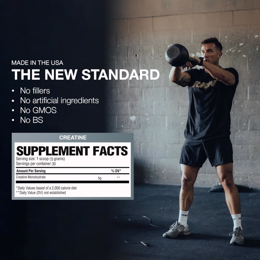 Raw Nutrition Creatine Monohydrate Powder – Fruit Punch Flavor, 30 Servings  4