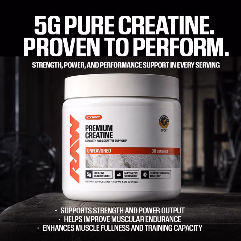 Raw Nutrition Premium Creatine 225gm – Unflavored | Strength and Cognitive Support | Pack of 2 (100 Servings) 2